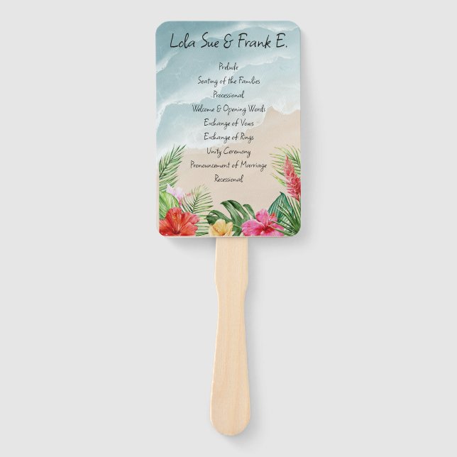 Paradise Blooms Wedding Program Fan (Front)