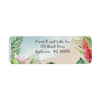 Paradise Blooms Wedding Return Address Label