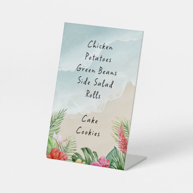 Paradise Blooms Wedding Save the Date  Pedestal Sign (Front)