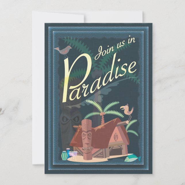 Paradise Blue Hawaii Margarita Party Invitation (Front)