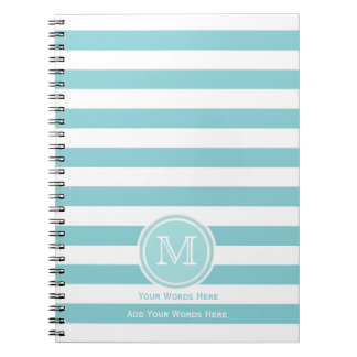Paradise Blue White Striped Monogram Notebook