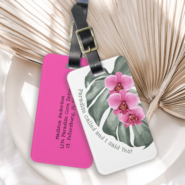 Paradise Called Funny Tropical Floral Luggage Tag (Creator Uploaded)