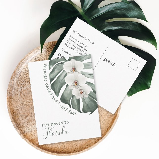 Paradise Called Tropical White Orchids I've Moved Postcard (Creator Uploaded)