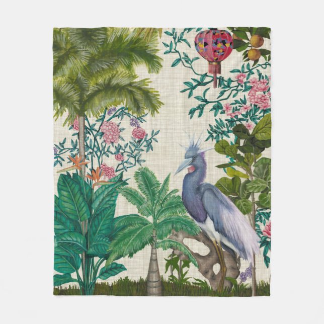 Paradise Chinoiserie Fleece Blanket (Front)