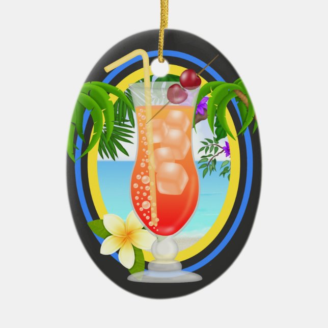 Paradise Cocktail Ceramic Ornament (Front)