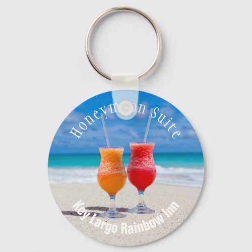 Paradise Cocktails in Beach Sand Room Key Keychain