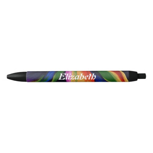 Paradise Colorful Rainbow Abstract Flower Art Black Ink Pen