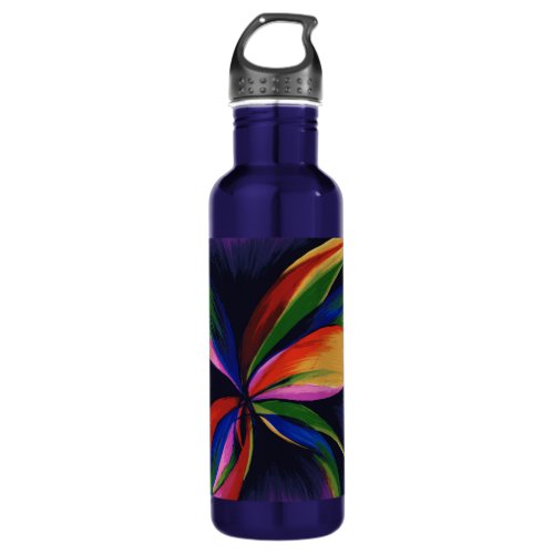 Paradise Colorful Rainbow Abstract Flower Art Water Bottle