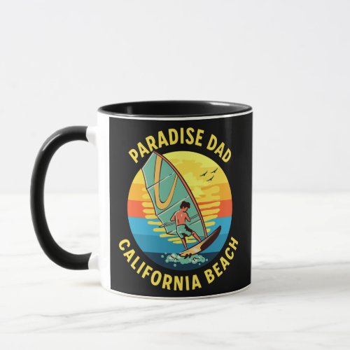 Paradise Dad Windsurfing California Beach  Mug