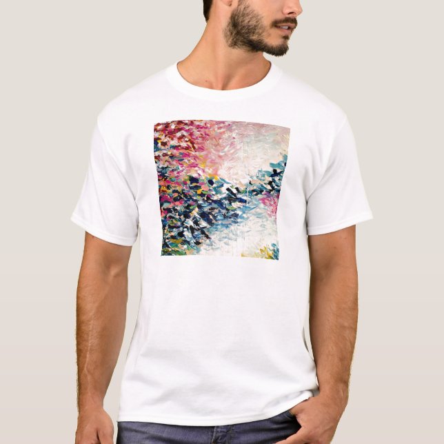 PARADISE DREAMS Colorful Abstract Painting T-Shirt (Front)
