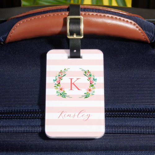 Paradise Floral and Stripes Luggage Tag