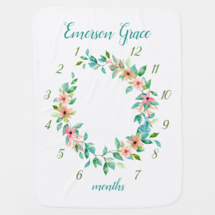 Paradise Floral Baby Girl Monthly Milestone Photo Blanket