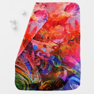 Paradise Floral Bird Phoenix Rising Flame Art Baby Blanket