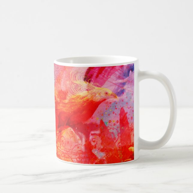 Paradise Floral Bird Phoenix Rising Flame Art Coffee Mug (Right)