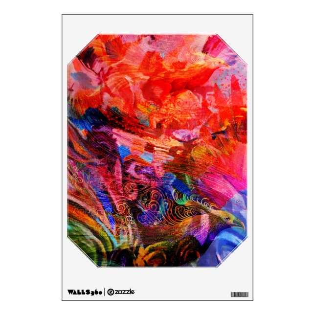 Paradise Floral Bird Phoenix Rising Flame Art Wall Decal (Front)