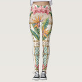 Insanity Clothing Women's Tropical Parrot Leggings – Hawaii Retro Floral, Microfiber, Sizes 8-22