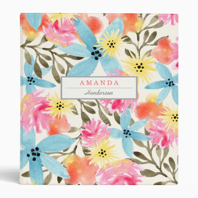 Paradise Floral Print 3 Ring Binder (Front)