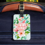 Paradise Floral Watercolor Monogram Luggage Tag<br><div class="desc">Stylish custom printed luggage tags make a wonderful gift for friends on-the-go, a newlywed bride or just treat yourself before your next big adventure. This fun trendy design features colorful painted tropical flowers on a pastel mint background. Personalize it with your name and monogram or other custom text in a...</div>