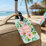 Paradise Floral Watercolor Monogram Luggage Tag<br><div class="desc">Stylish custom printed luggage tags make a wonderful gift for friends on-the-go, a newlywed bride or just treat yourself before your next big adventure. This fun trendy design features colorful painted tropical flowers on a pastel mint background. Personalize it with your name and monogram or other custom text in a...</div>