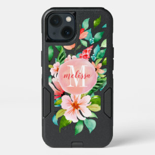 Paradise Floral Watercolor Monogram iPhone 13 Case