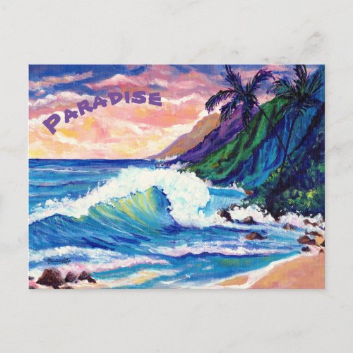Paradise Hawaii Tropical Colorful Seascape Postcard