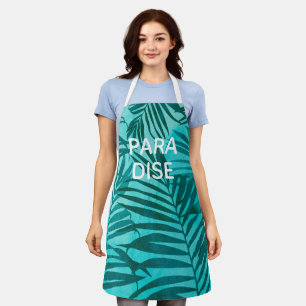 Paradise Hawaiian Palms Tropical in Teal Apron