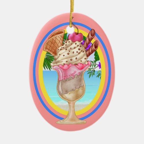 Paradise Ice Cream Sundae Ceramic Ornament