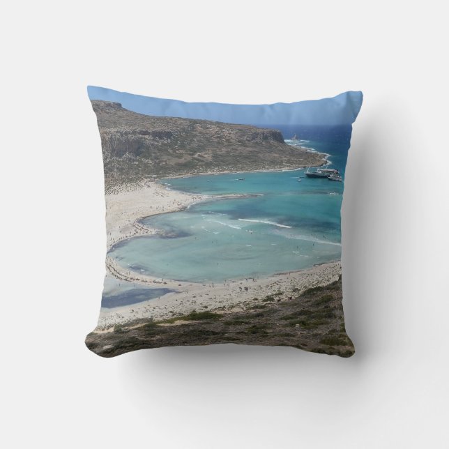 Paradise in Crete - Balos Lagoon Cushion Pillow (Front)