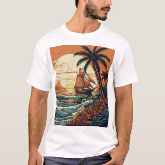 "Paradise Ink: Sailor Jerry-Inspired Tropical Beac T-Shirt