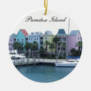 Paradise Island Bahamas Colorful Buildings Ceramic Ornament