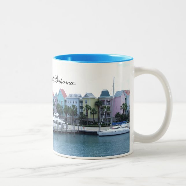 Paradise Island Bahamas Colorful Buildings Two-Tone Coffee Mug (Right)