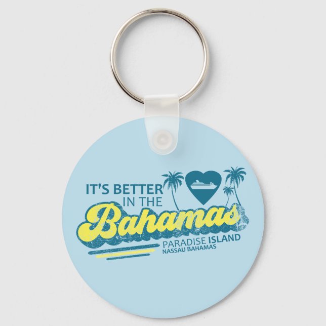 Paradise Island Bahamas Vacation Bahamas Cruise Keychain (Front)
