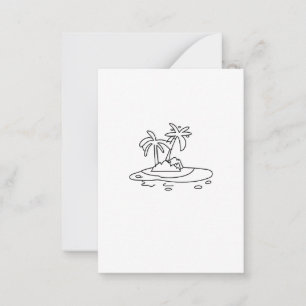 Paradise Island gift, line drawing Note Card