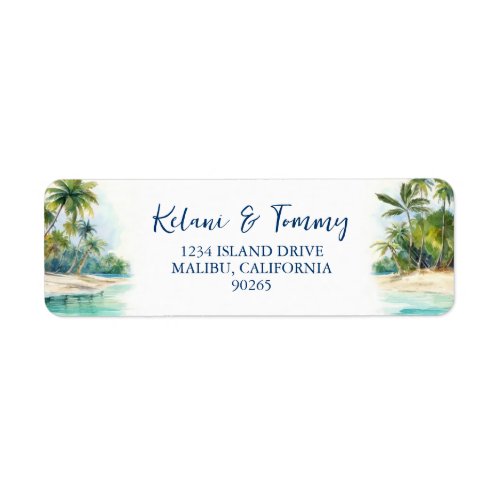 Paradise Island Tropical Beach Wedding Address Label