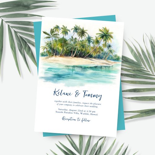Paradise Island Tropical Beach Wedding Invitation