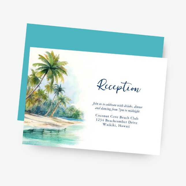 Paradise Island Tropical Beach Wedding Reception Enclosure Card (Creator Uploaded)