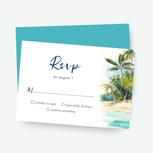Paradise Island Tropical Beach Wedding RSVP Card