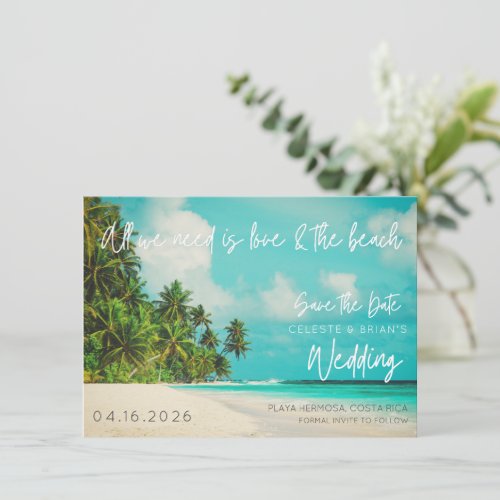 Paradise Love Beach Wedding Photo Save The Date