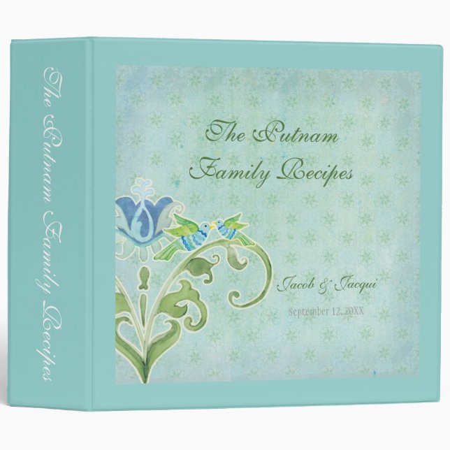 Paradise Love Birds Modern Floral Swirl Damask Binder (Front/Spine)