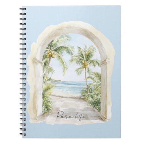 Paradise Ocean View Tropical Palm Trees Notebook