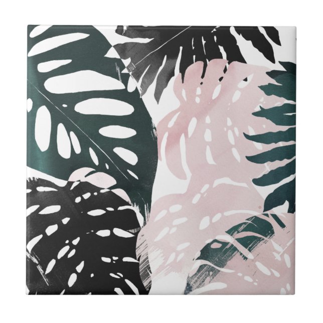 Paradise Palm Fronds Ceramic Tile (Front)