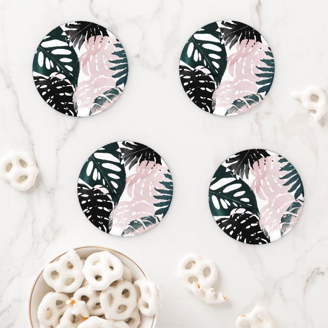 Paradise Palm Fronds Coaster Set (In Situ)