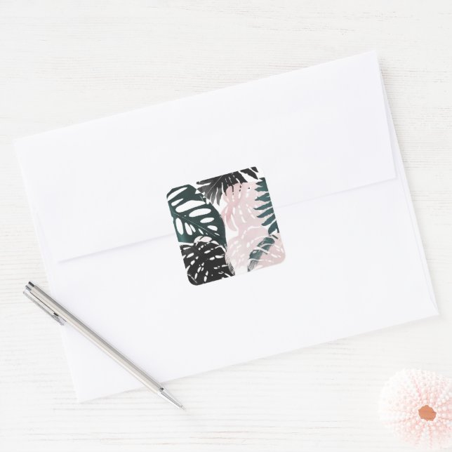 Paradise Palm Fronds Square Sticker (Envelope)