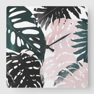 Paradise Palm Fronds Square Wall Clock