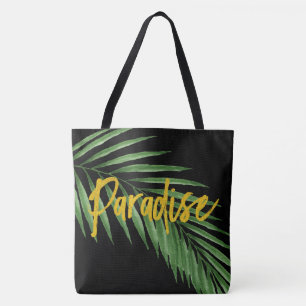 Paradise Palm Hawaiian Beach Bag Reversible- Black