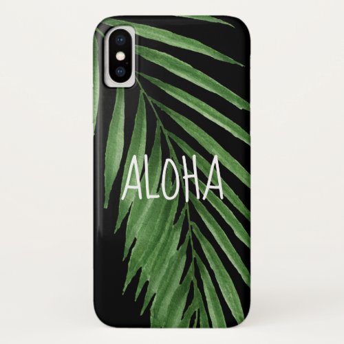 Paradise Palm Hawaiian Tropical _ Black iPhone XS Case