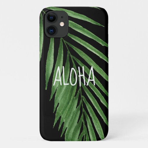 Paradise Palm Hawaiian Tropical _ Black iPhone 11 Case