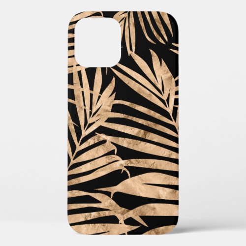 Paradise Palm Hawaiian Tropical_ Gold and Black  iPhone 12 Pro Case