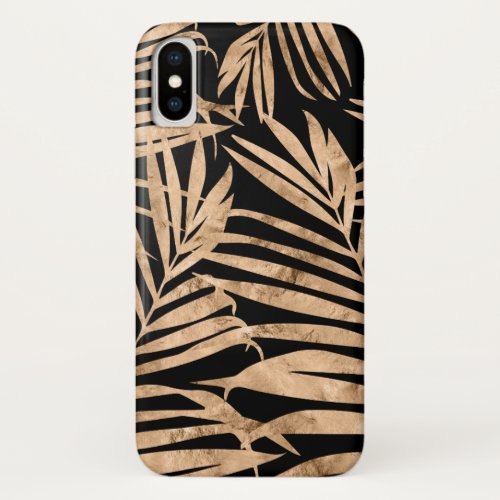 Paradise Palm Hawaiian Tropical_ Gold  Black iPhone X Case