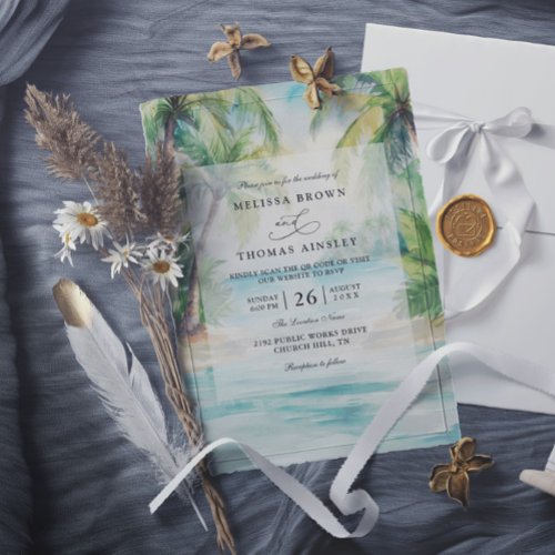 Paradise Palms Tropical Beach QR Code Wedding